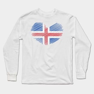 Iceland Heart Flag Design Long Sleeve T-Shirt